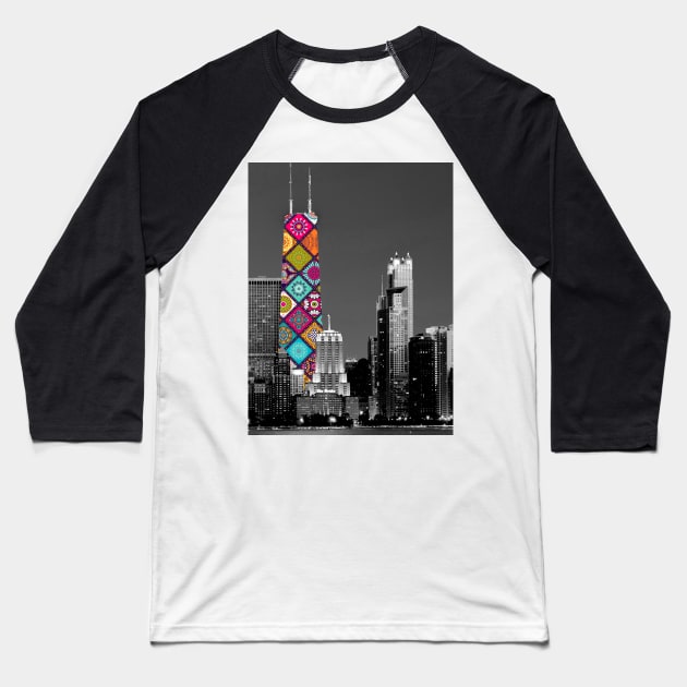 Funky Landmark - Chicago Baseball T-Shirt by aleibanez